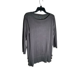 Cable & Gauge Knit Top Long Sleeve Button Details Olive Green Womens Large